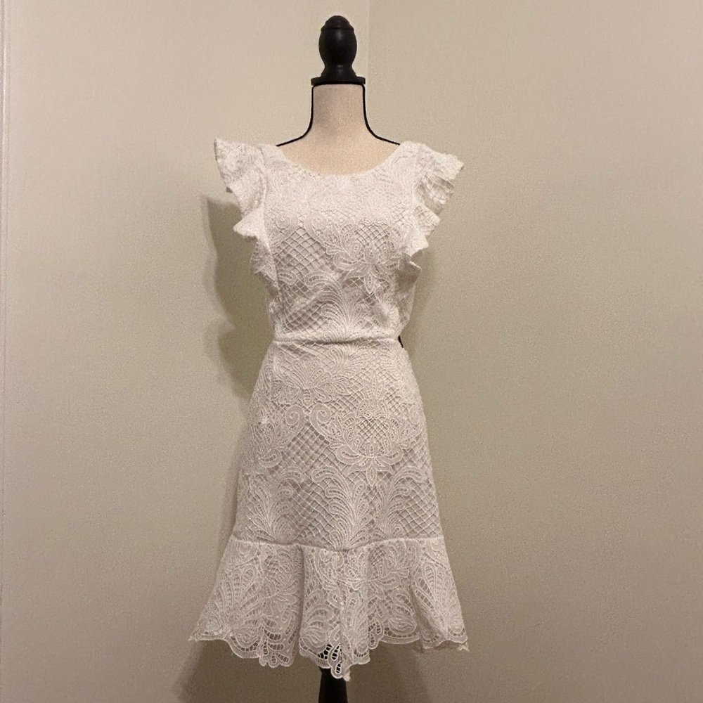 White Lace Dress Open Back